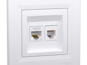 Розетка Телеф.+ PC Schneider Asfora бял RJ12+RJ45 CAT.5e UTP